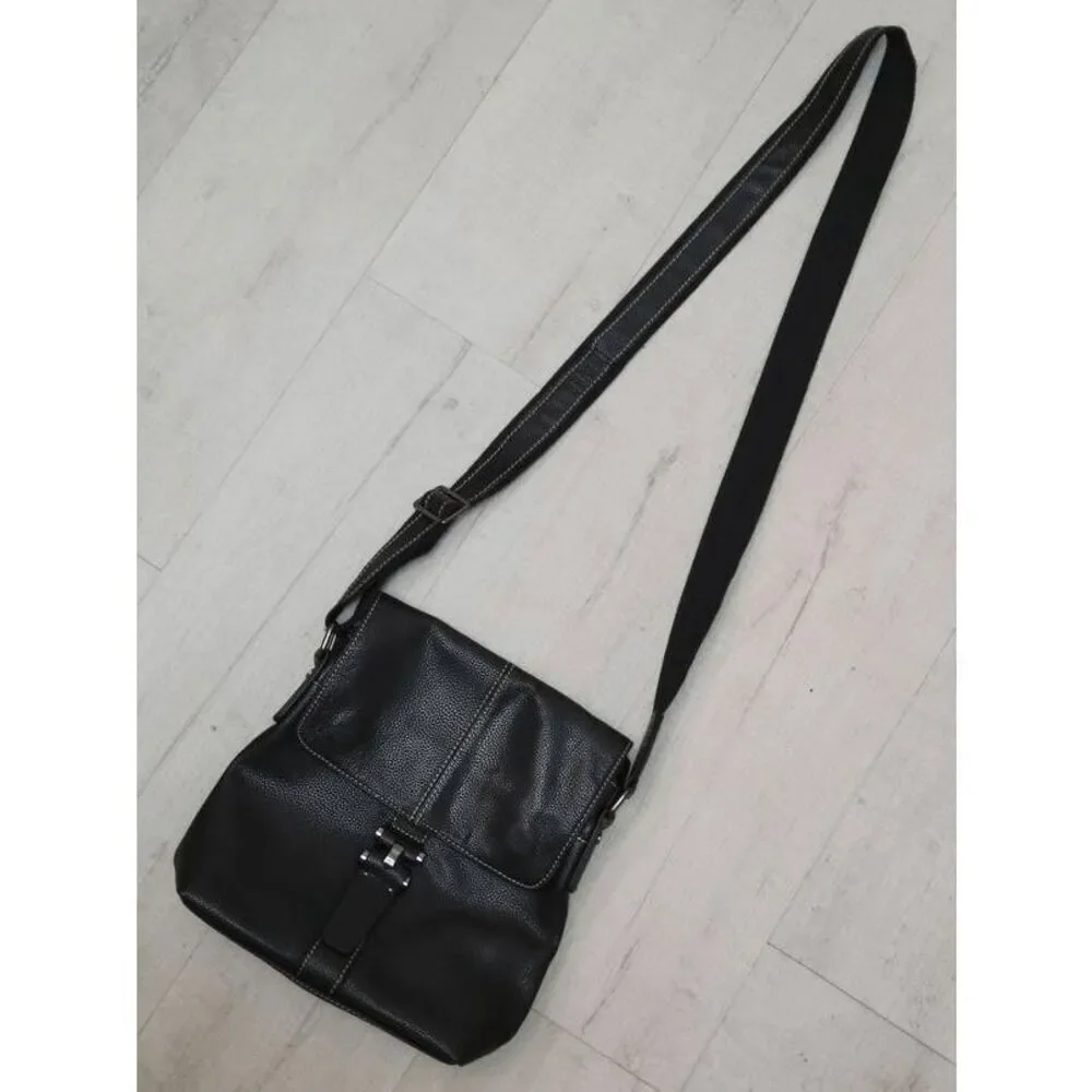 Men's Genuine Leather Messenger Shoulder Tablet Bag